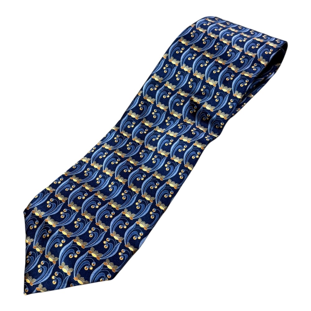 Ermenegildo Zegna Blue Patterned 100% Silk Italy Made Men's Tie 3 5/8" Width